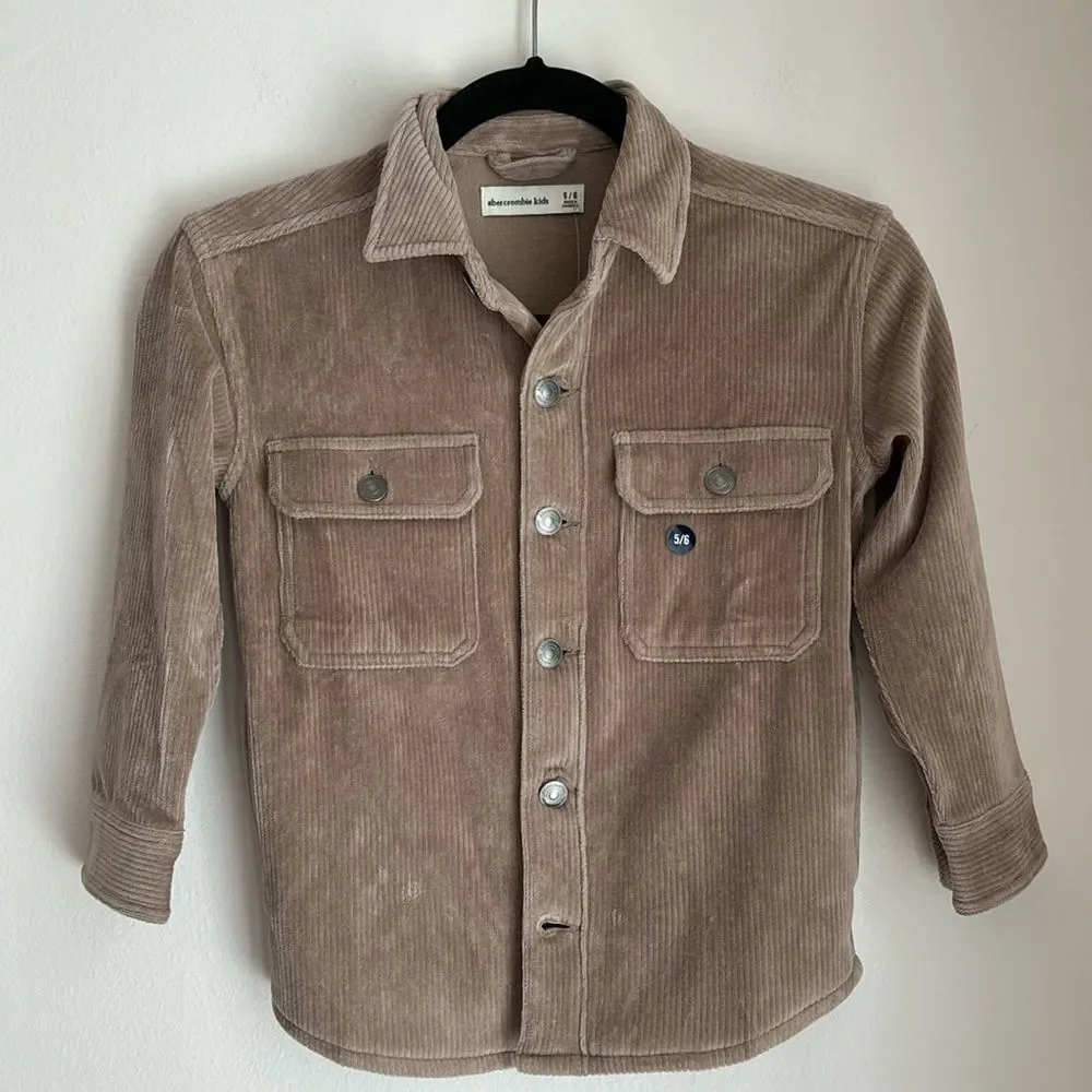 Abercrombie Kids Boys Corduroy jacket shacket long sleeve button down 5/6 NWT! - Picture 1 of 10